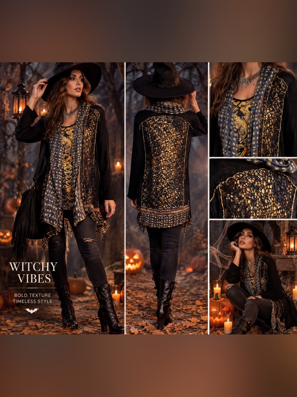 Lior Luxe Paris Black Mixed Media Cardigan Crochet Sheer Gothic Size L